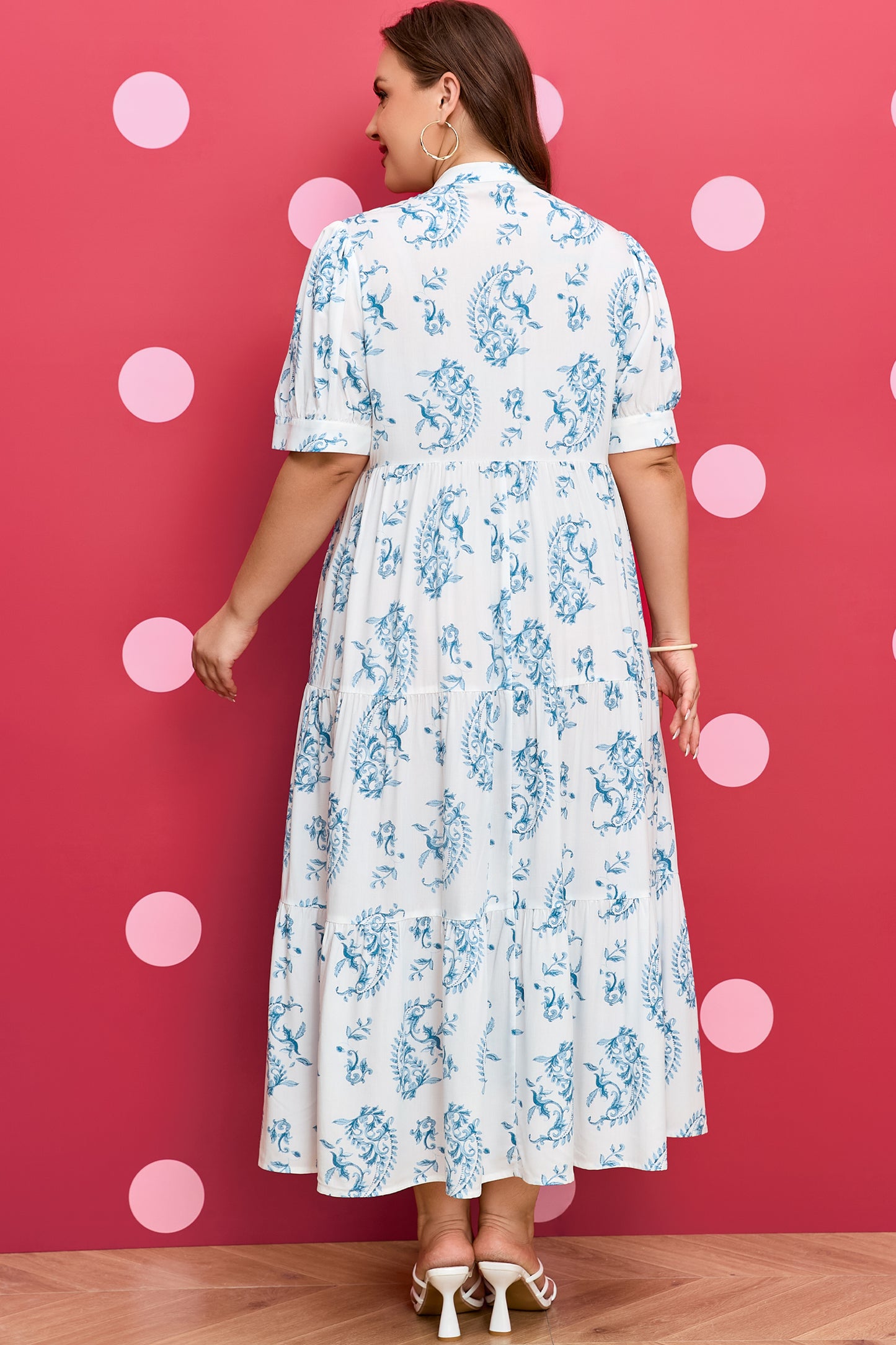 Plus Size Paisley Viscose Maxi Dress Boho Tiered Vacation