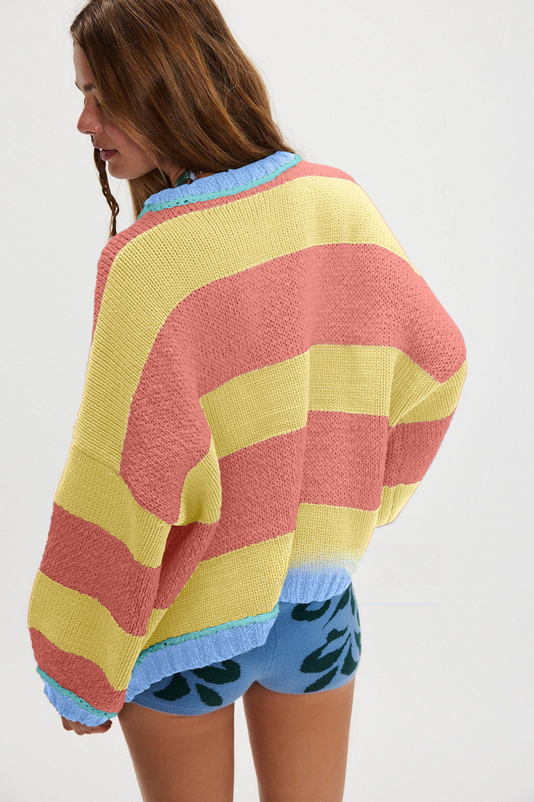 Colorblock Striped Knit Sweater | Oversized Pullover Top