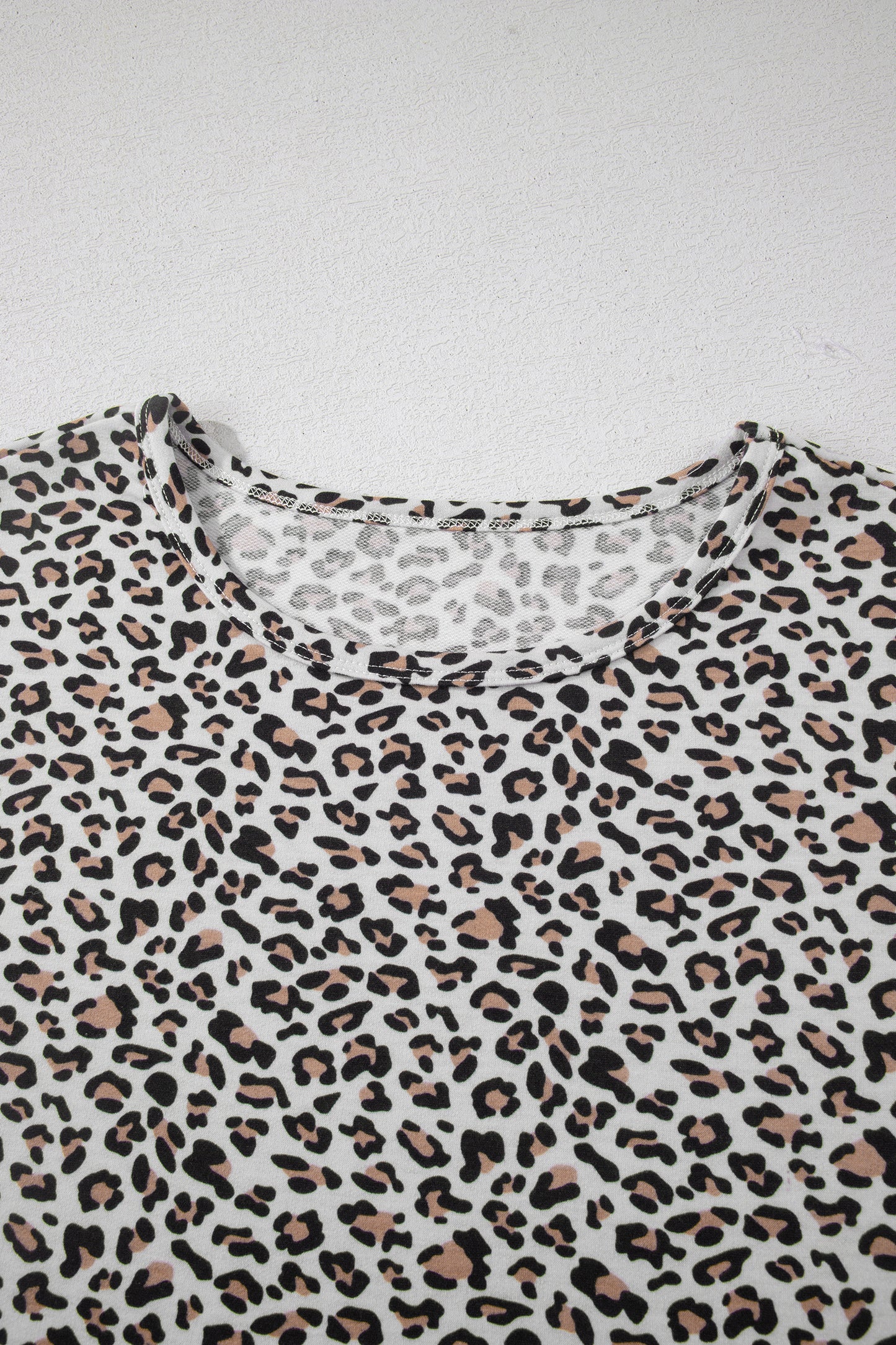 Brown Leopard Loose Tee Drawstring Waist Barrel Pants Set