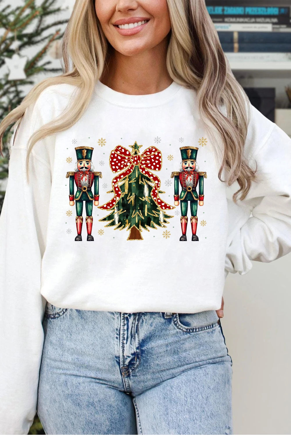 White Nutcracker Man Guard Christmas Holiday Graphic Sweatshirt
