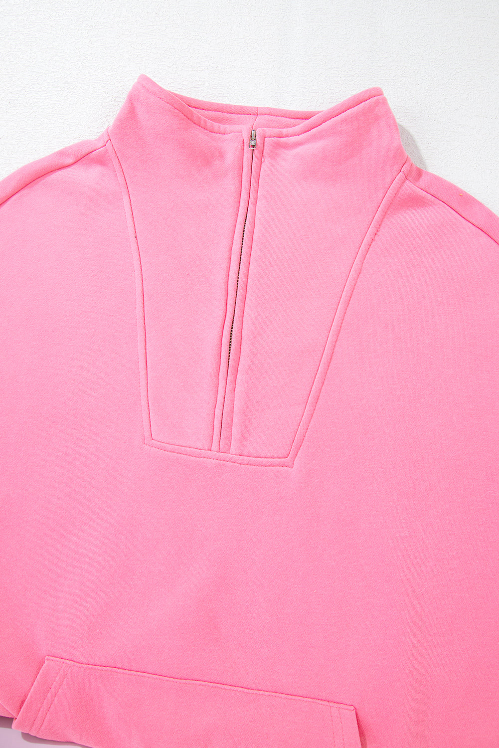 Zip-up Stand Neck Kangaroo Pocket Sweatshirt