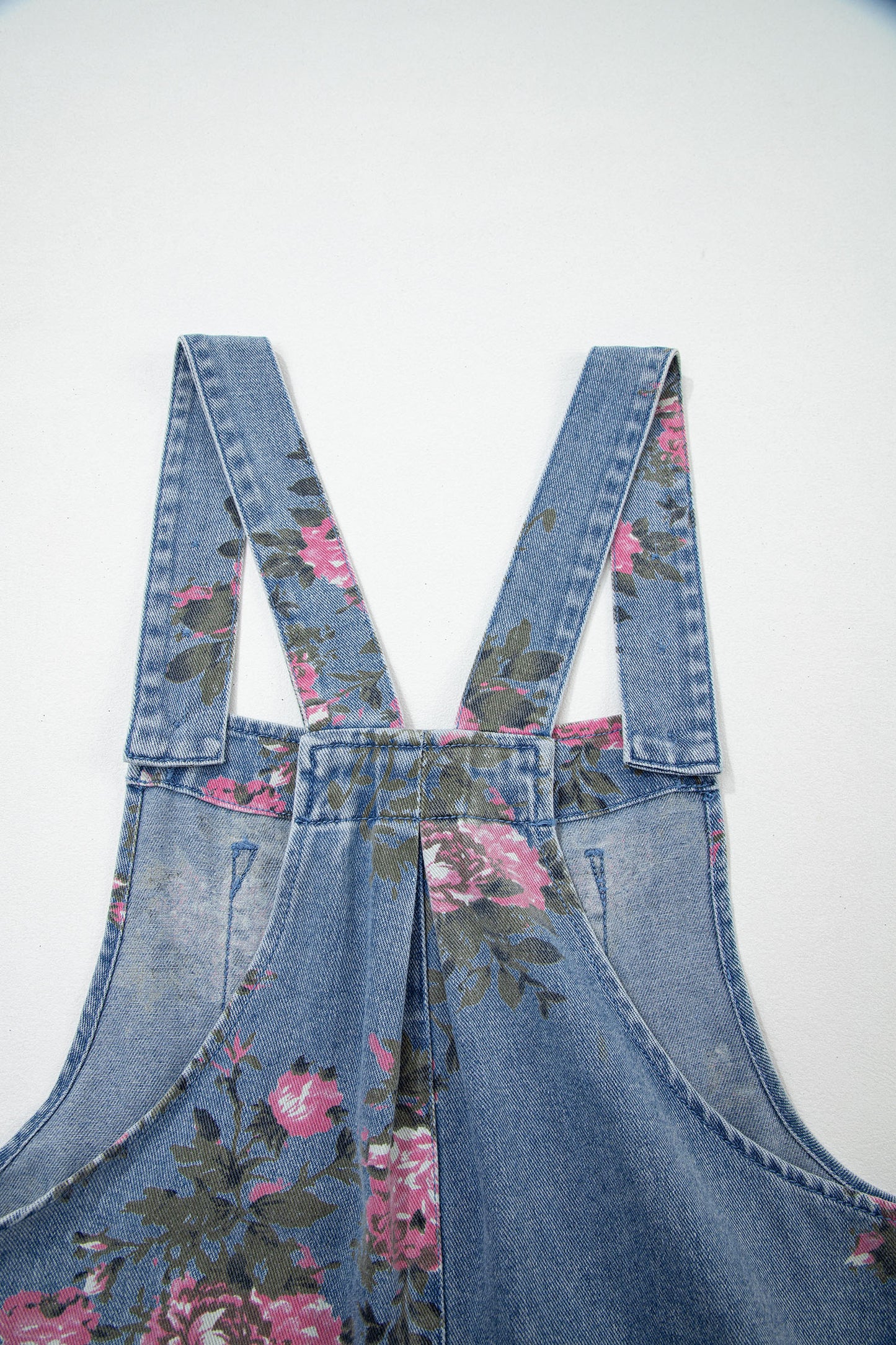 Floral Denim Shortalls Vintage Boho Loose Fit Romper