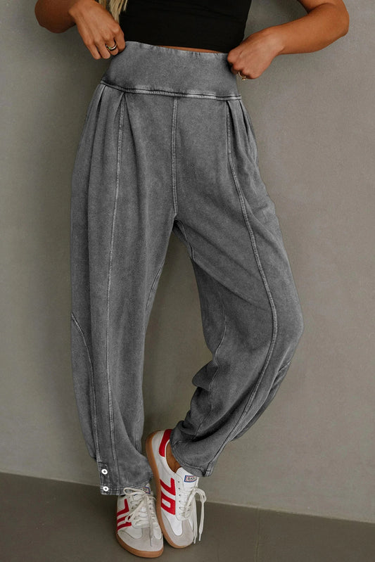 Mineral Wash Jogger Style High Waist Casual