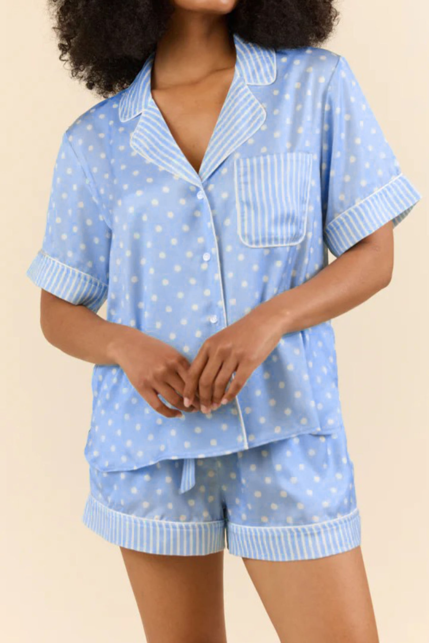 Polka Dot Viscose Pajama Set Lounge Sleepwear