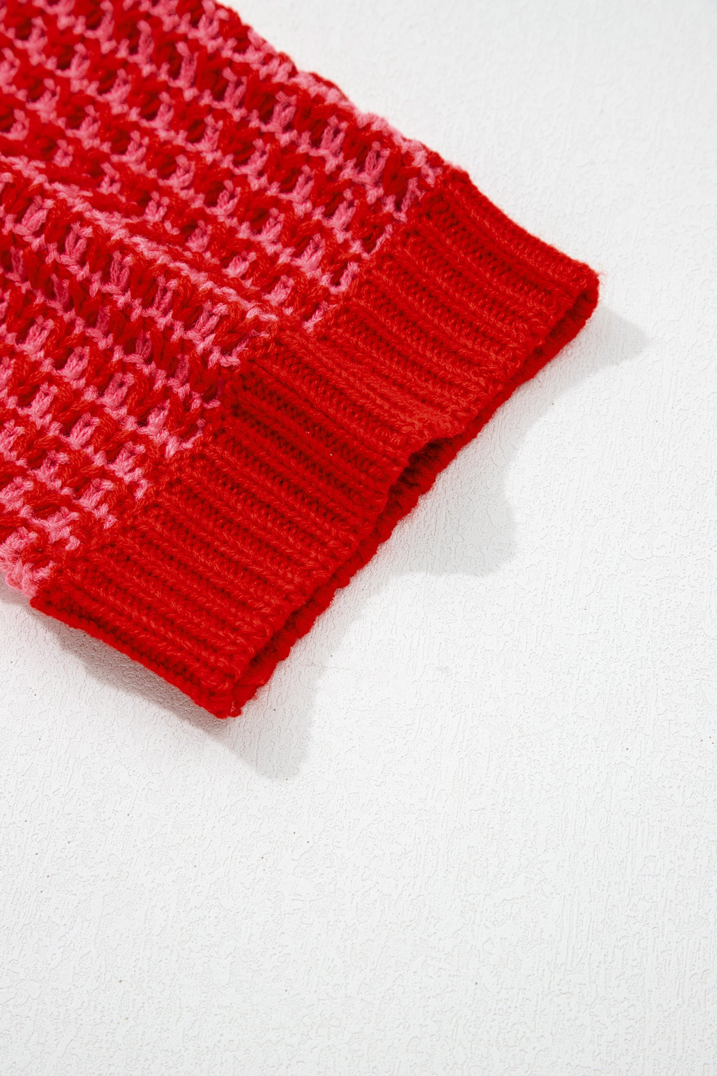 Red Stripe 3/4 Draped Sleeve Slouchy Sweater