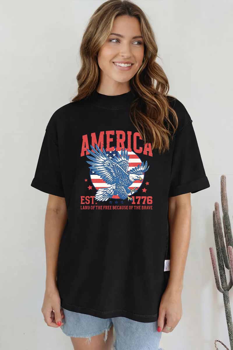 America Eagle Graphic Tee Oversized Vintage Patriotic