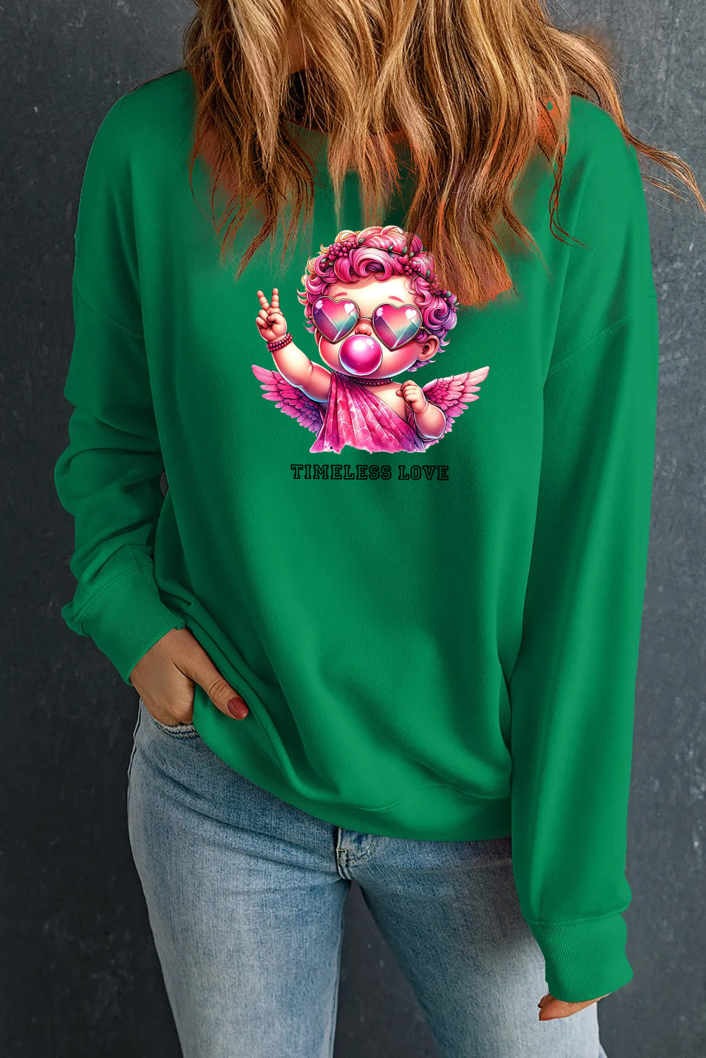 Valentine’s Day Timeless Love Angel Graphic Cozy Sweatshirt
