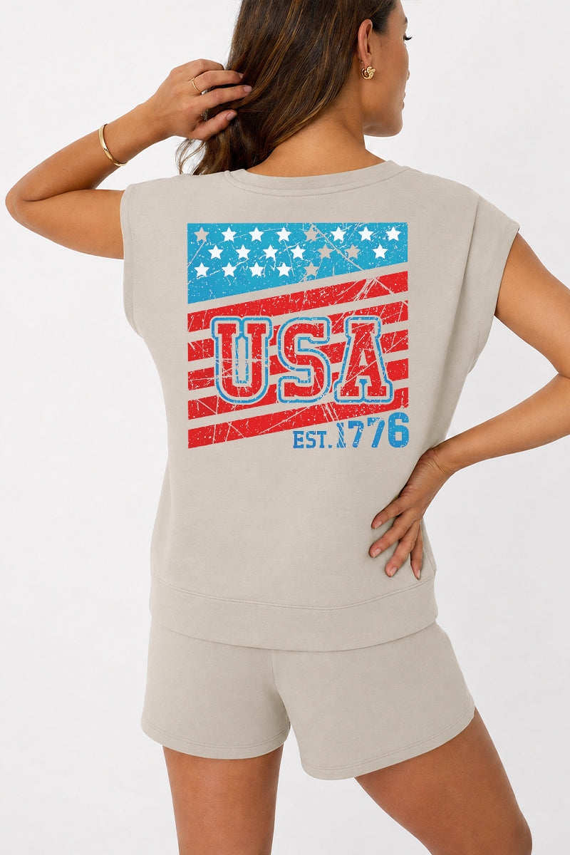 Minimal USA Graphic Two Piece Lounge Set
