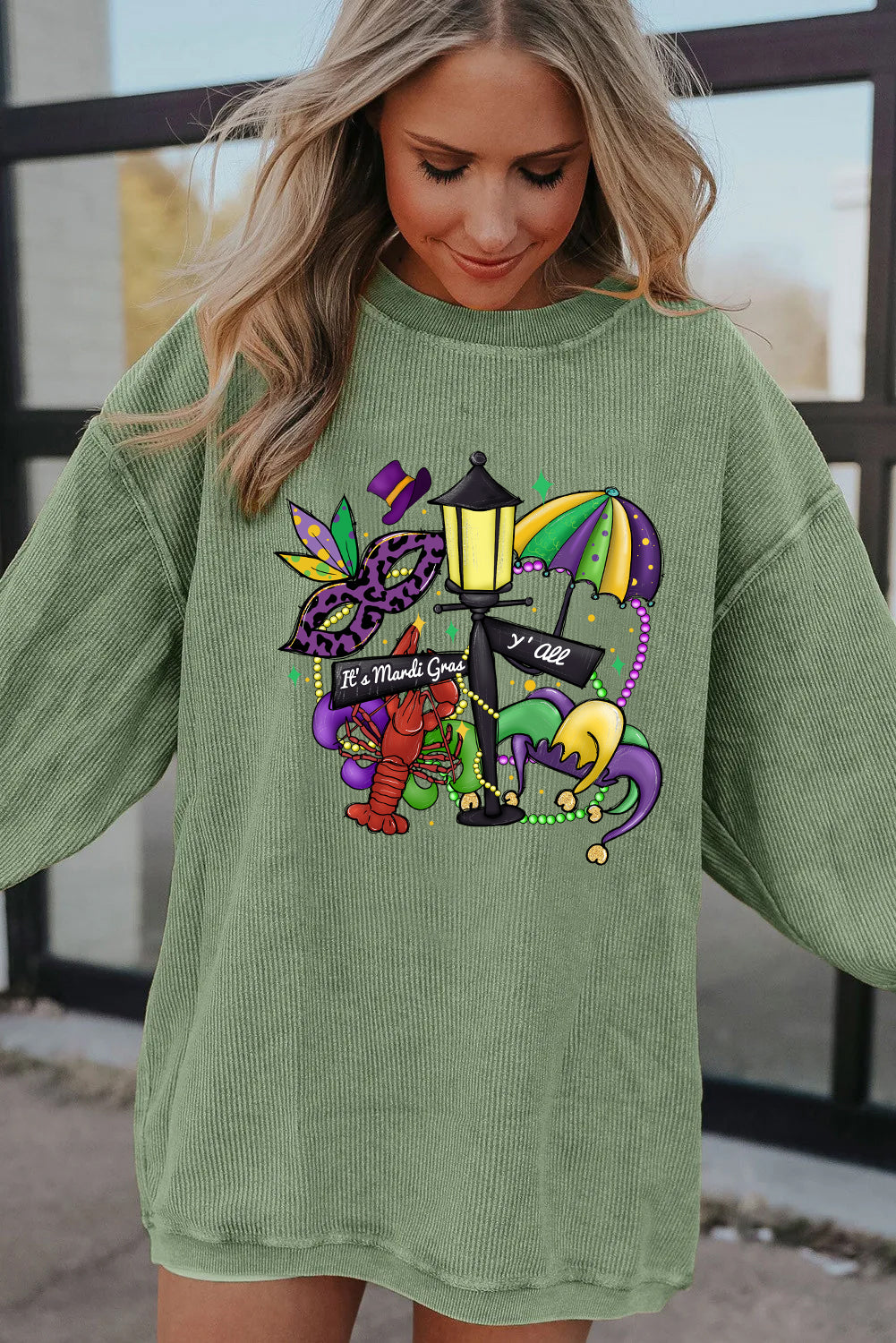 Mardi Gras Purple Green Gold Festive Graphic Pullover