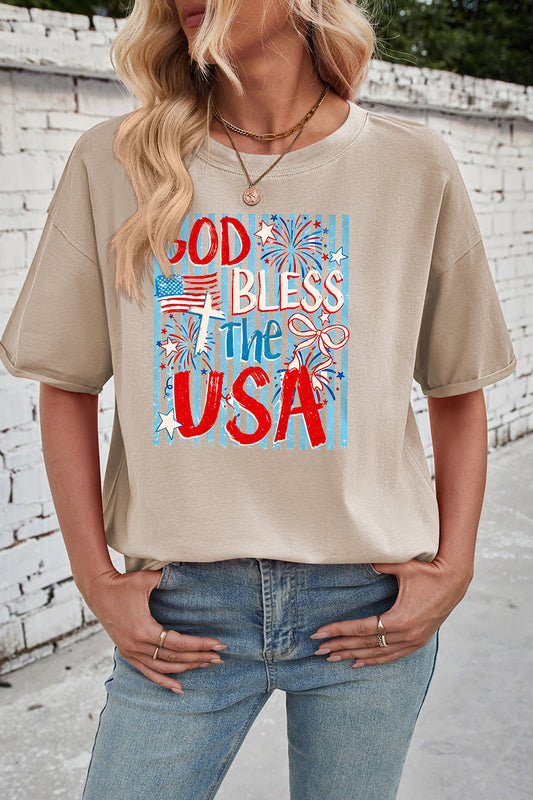Patriotic Graphic Rayon Tee Oversized Summer Top