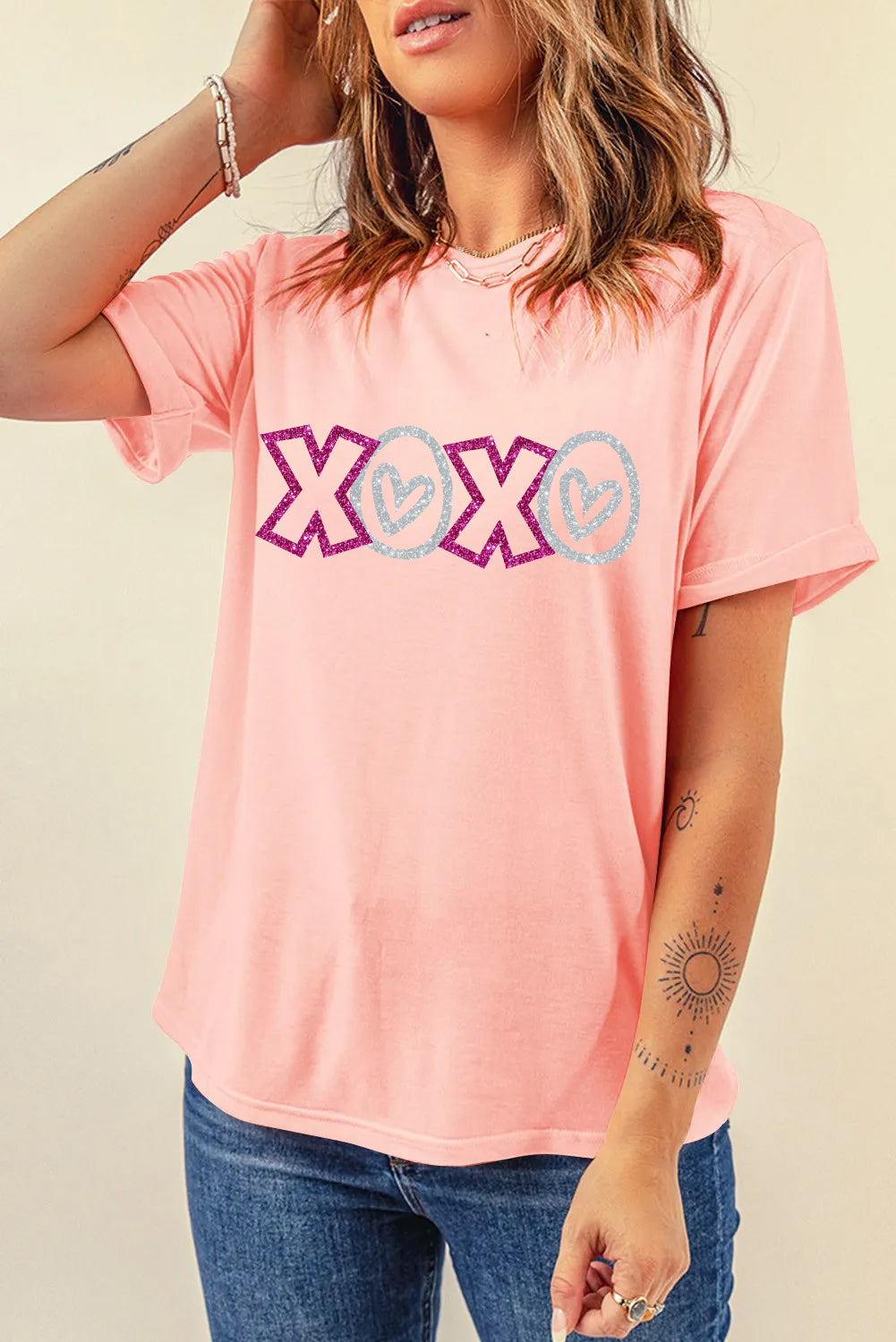 Valentine’s Day Glitter XOXO Heart Tee