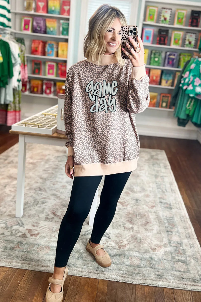 Leopard Game Day Blend Sweatshirt Trendy Graphic Oversized Pullover