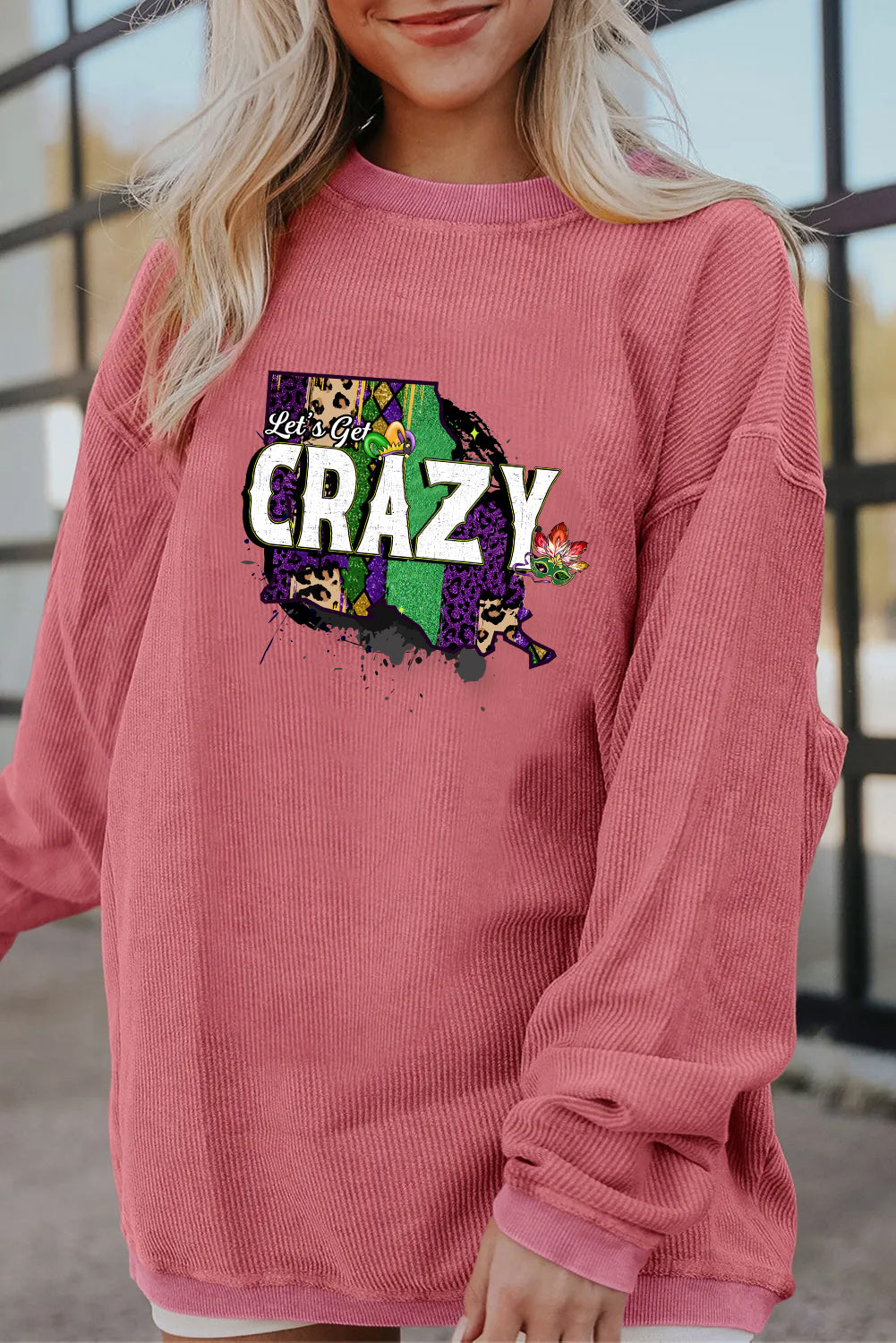 Mardi Gras Carnival Crazy Graphic Long Sleeve Tee