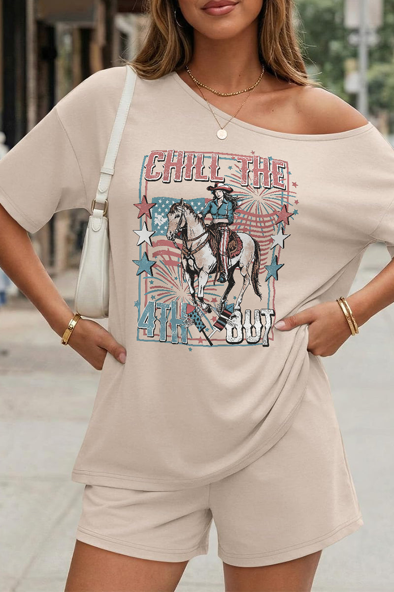 Chill The 4th Out Graphic Lounge Shorts Set Women