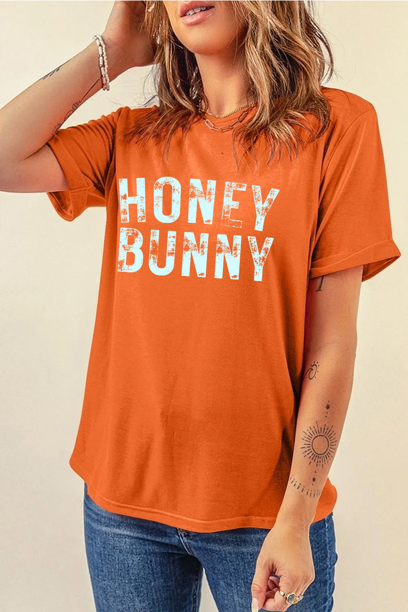 Easter Honey Bunny Graphic Tee Casual Spring Top