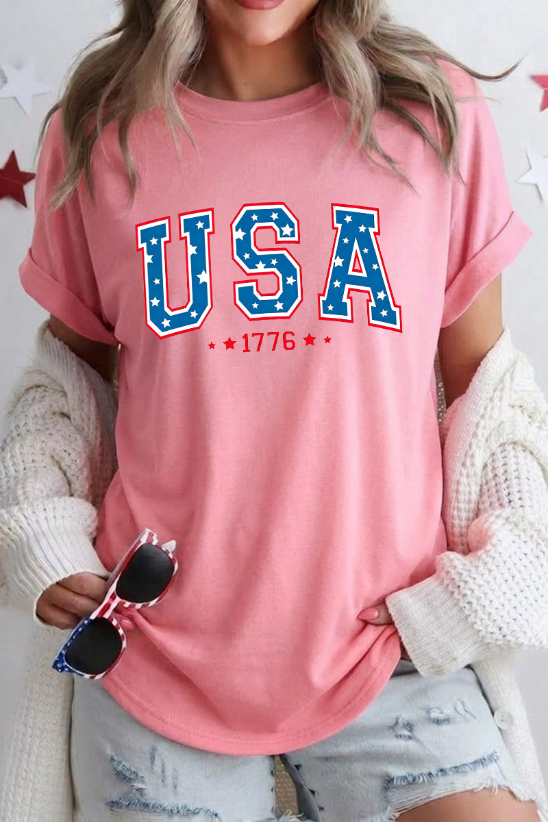 Women 4th of July USA 1776 Graphic T Shirt