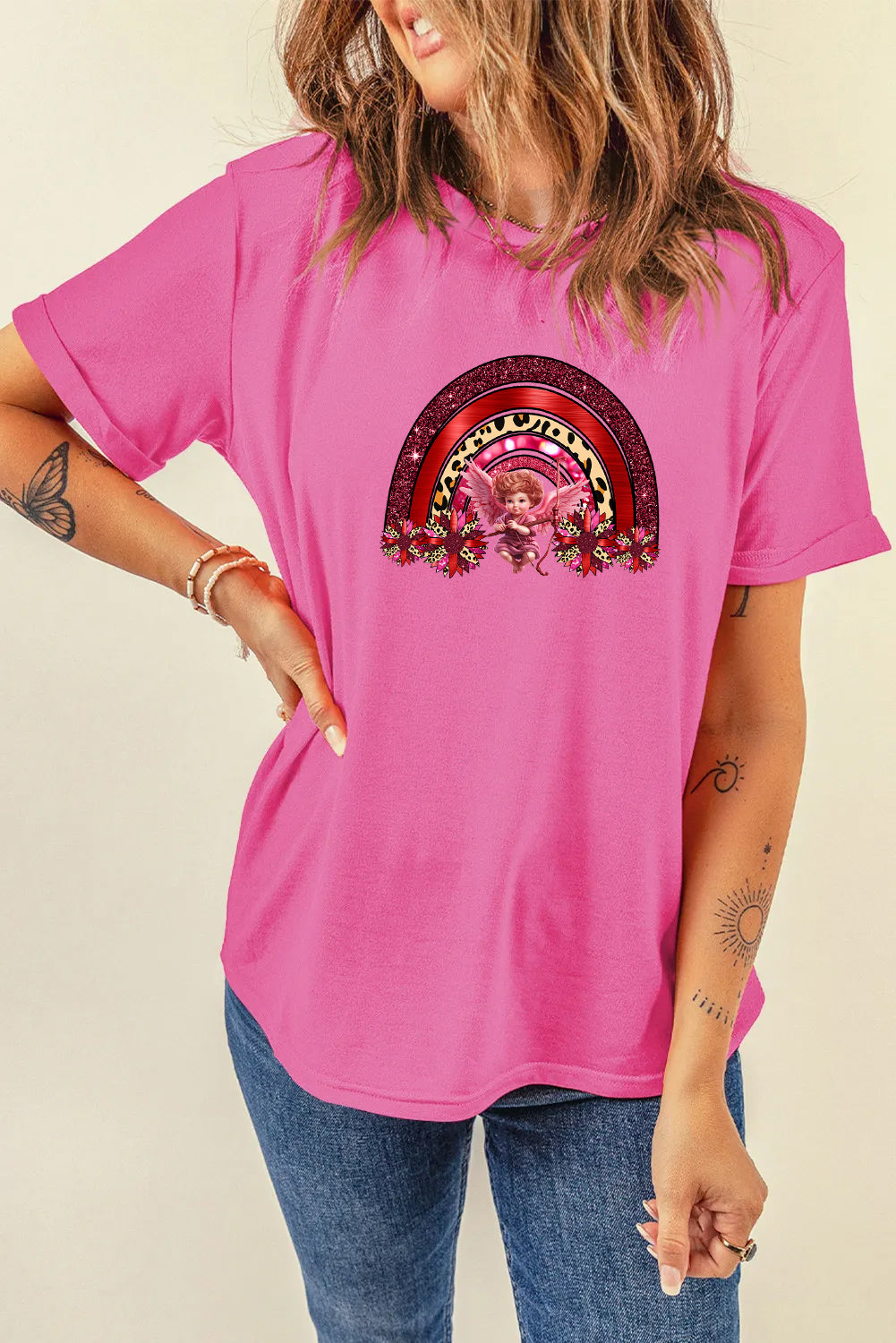 Valentine’s Day Cupid Rainbow Graphic T Shirt