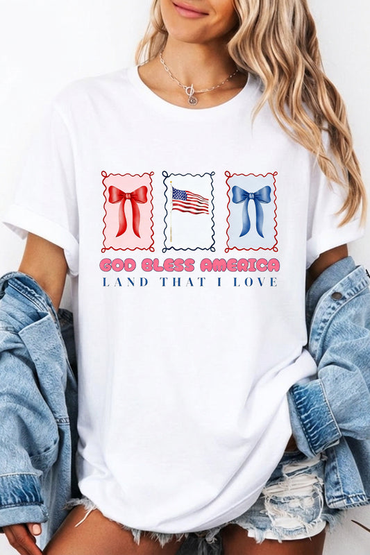 Independence Day USA Flag Graphic T Shirt Women