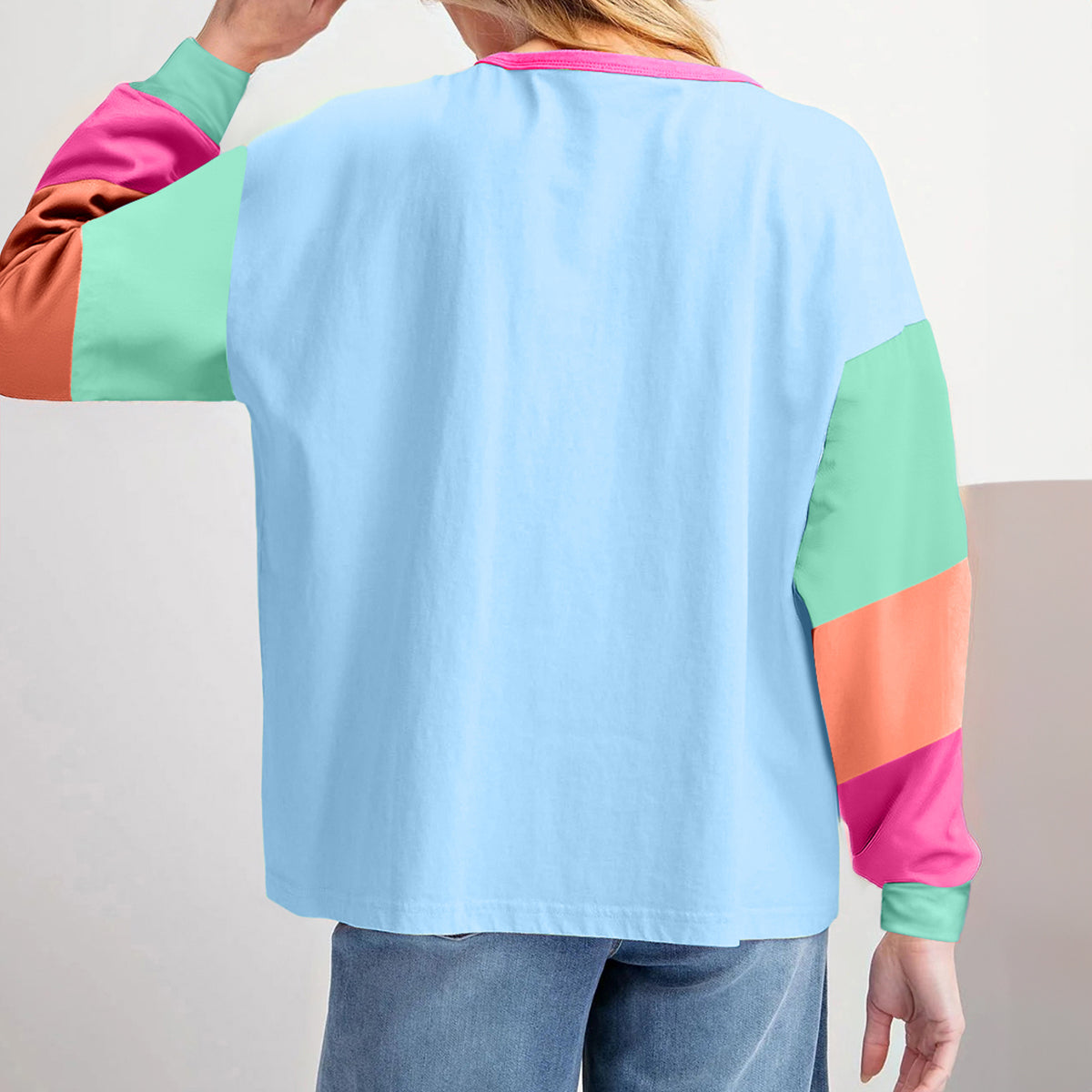 Trick or Treat Halloween Color Block Long Sleeve Tee