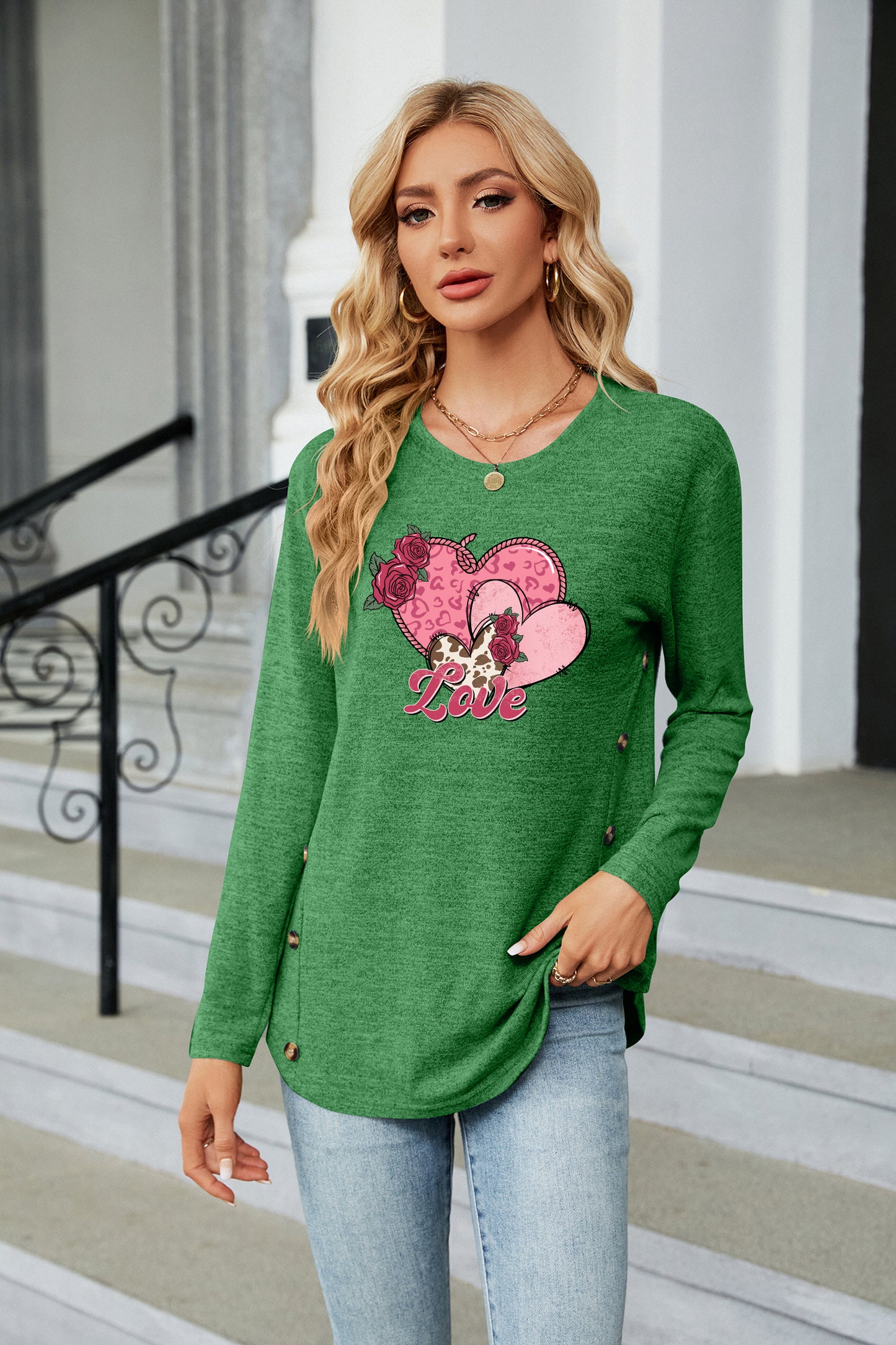 Valentine's Day Heart Love Graphic Everyday Long Sleeve