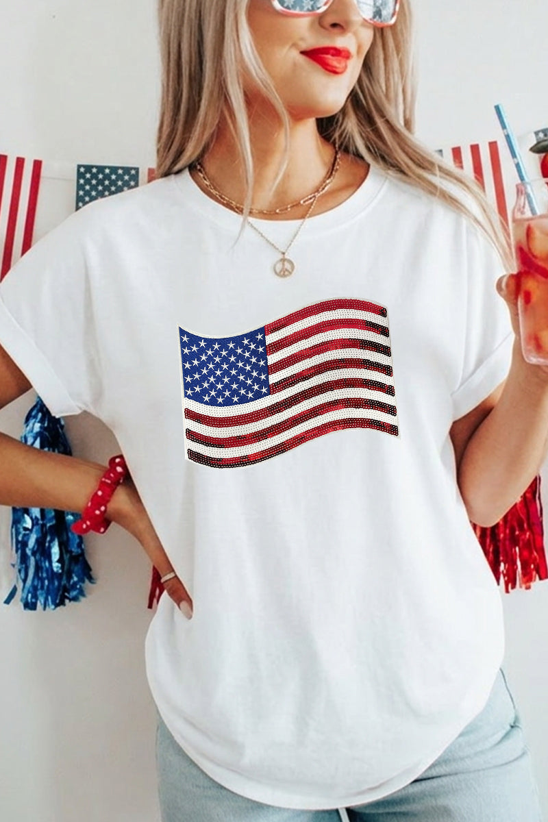 Women 4th of July American Flag T Shirt