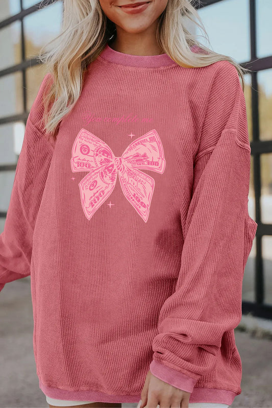 Valentine’s Day Pink Bow Graphic Sweatshirt