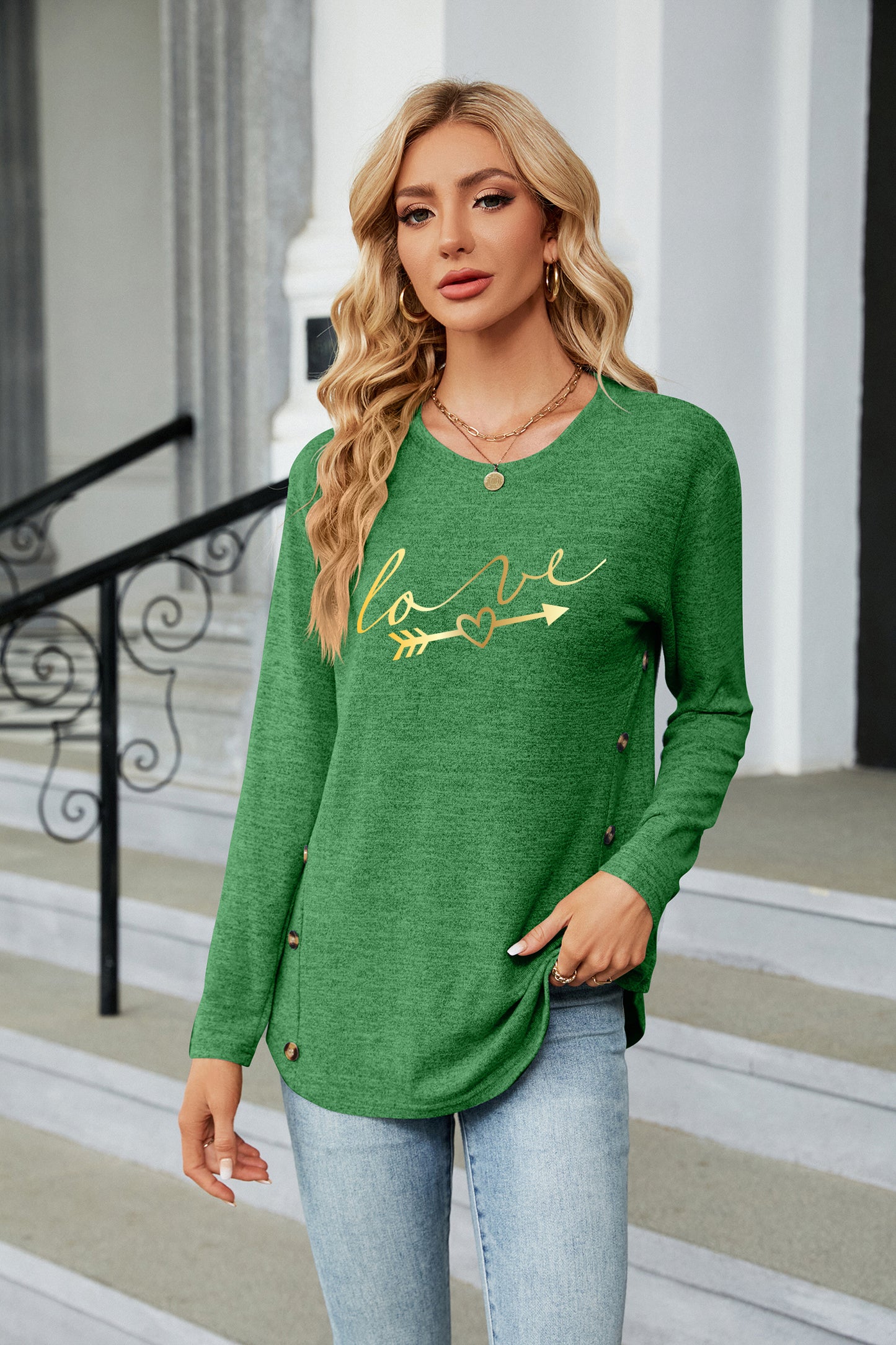 Valentine's Day Gold Script Love Arrow Graphic Top