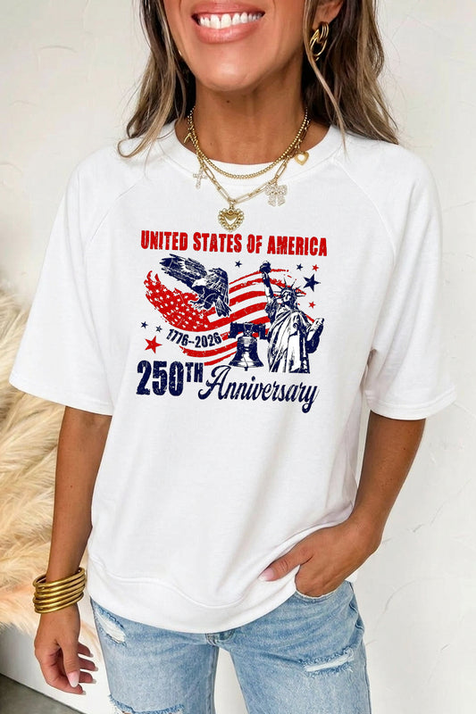 Independence Day USA Eagle Flag Graphic Tee Top