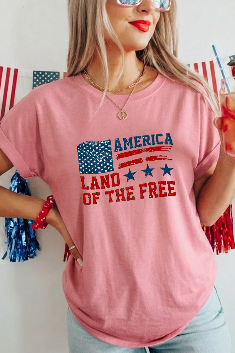 Women 4th of July America Land of the Free T Shirt