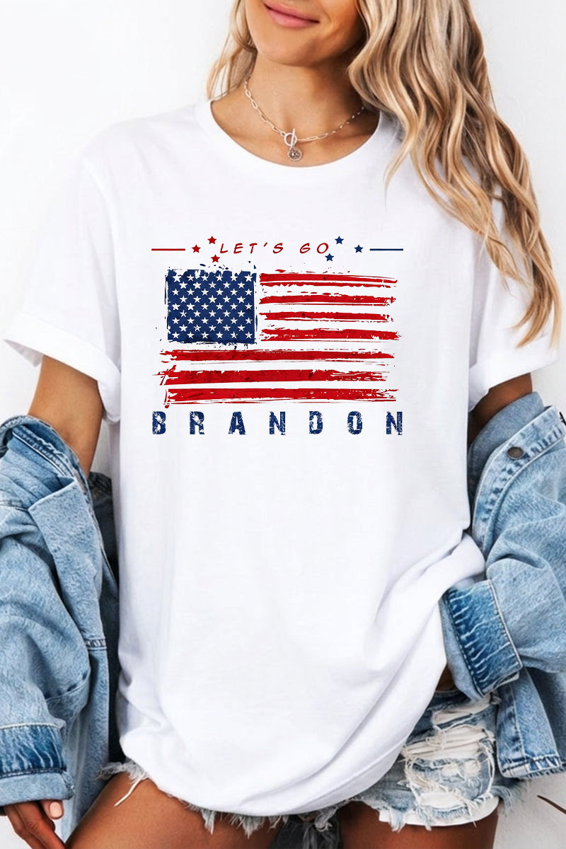 Patriotic Graphic Tee Oversized USA Flag Casual Top