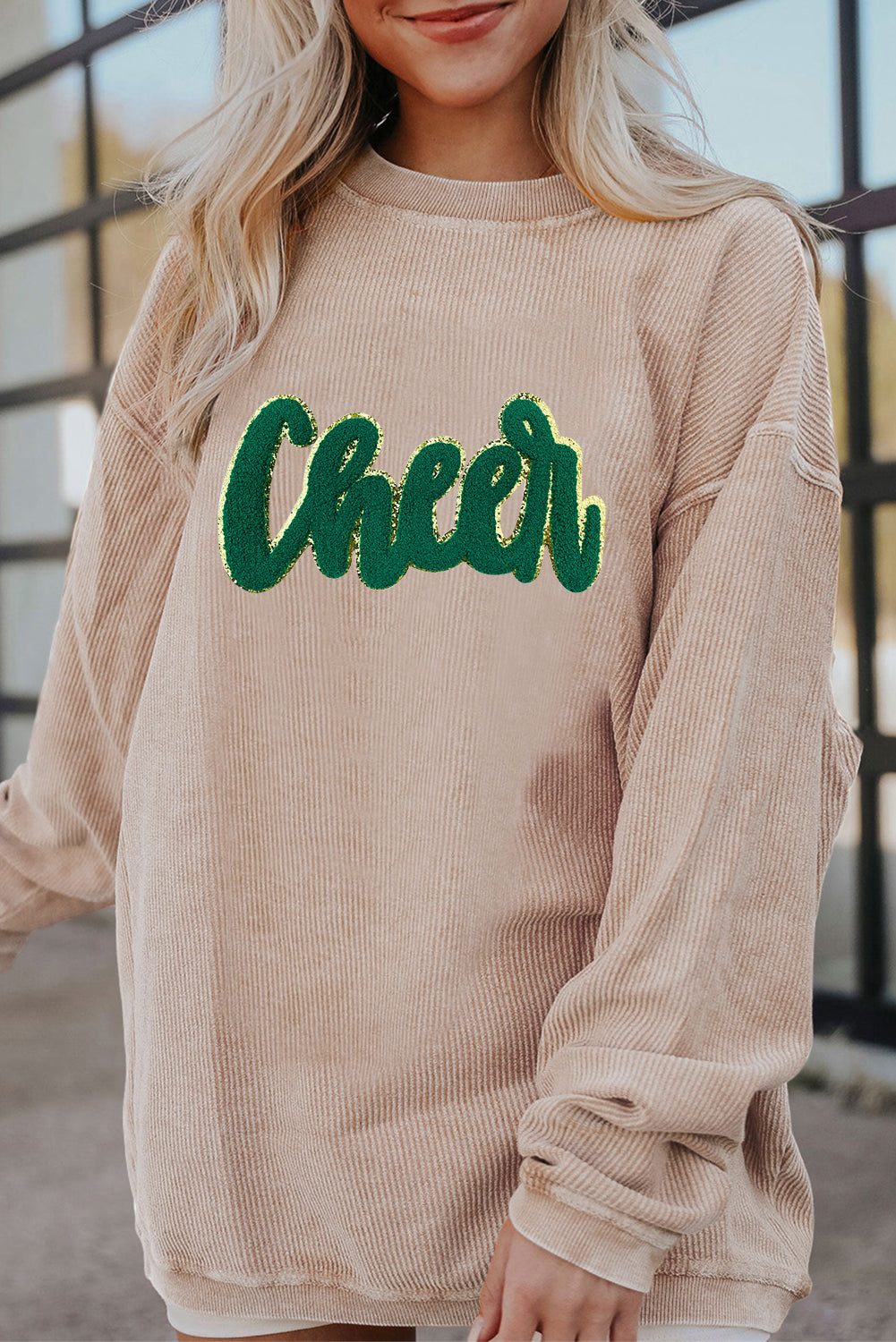 Saint Patrick’s Day Green Sequin Cheer Graphic Sweatshirt