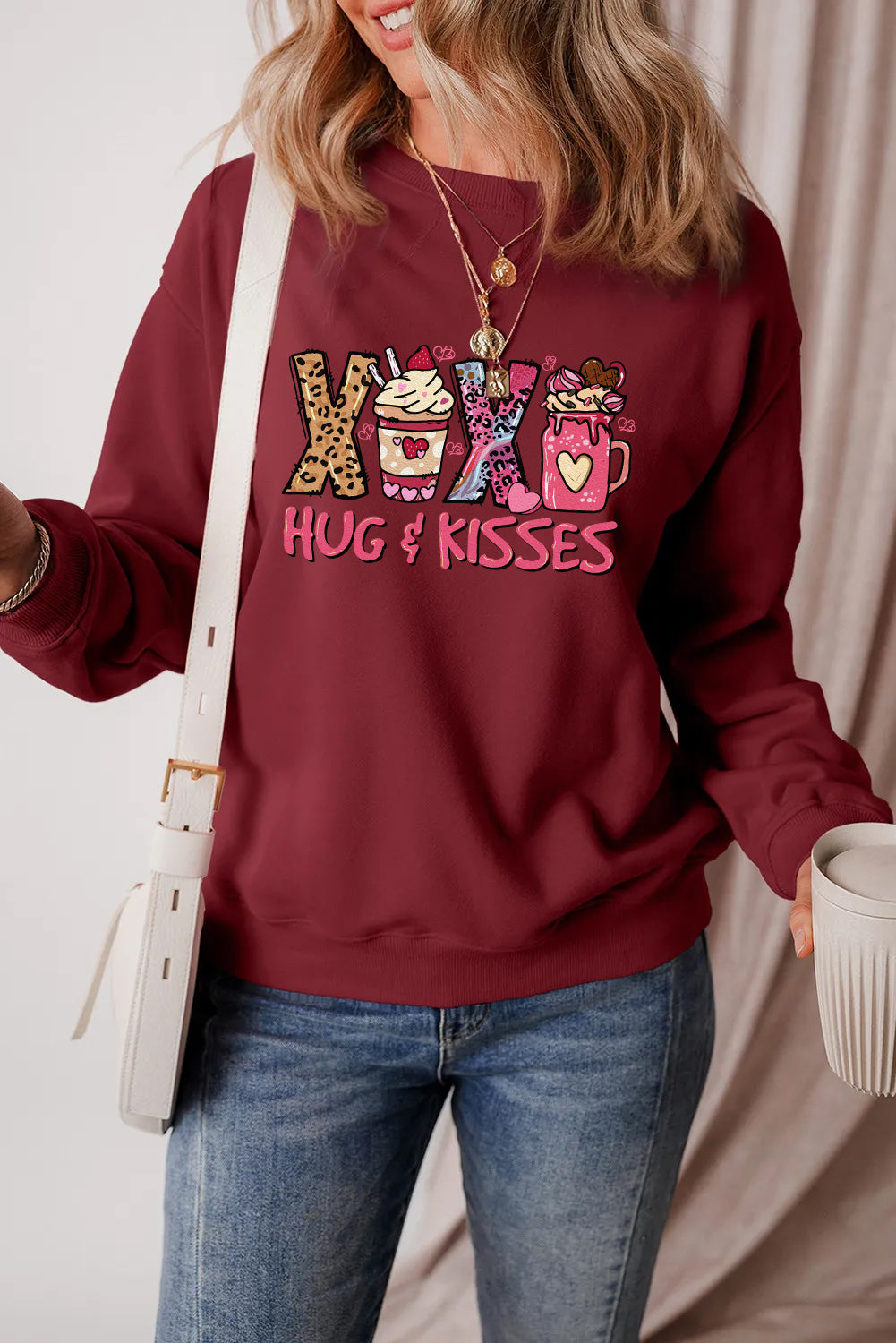 Valentine’s Day XOXO Hug and Kisses Graphic Sweatshirt