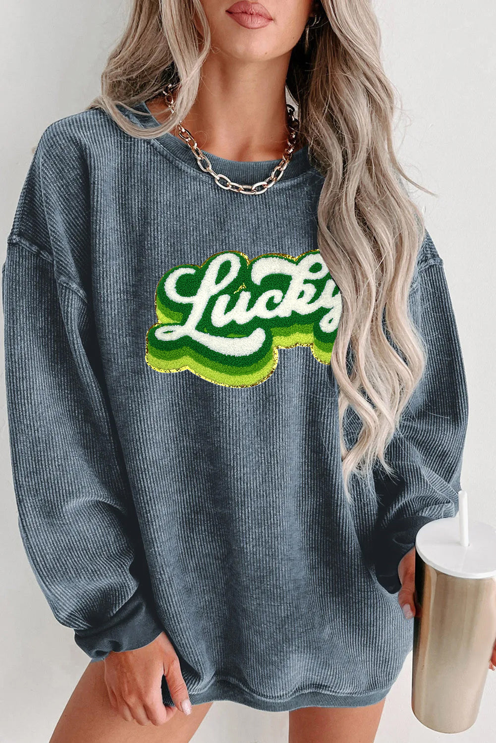 Saint Patrick’s Day Sequin Lucky Graphic Sweatshirt