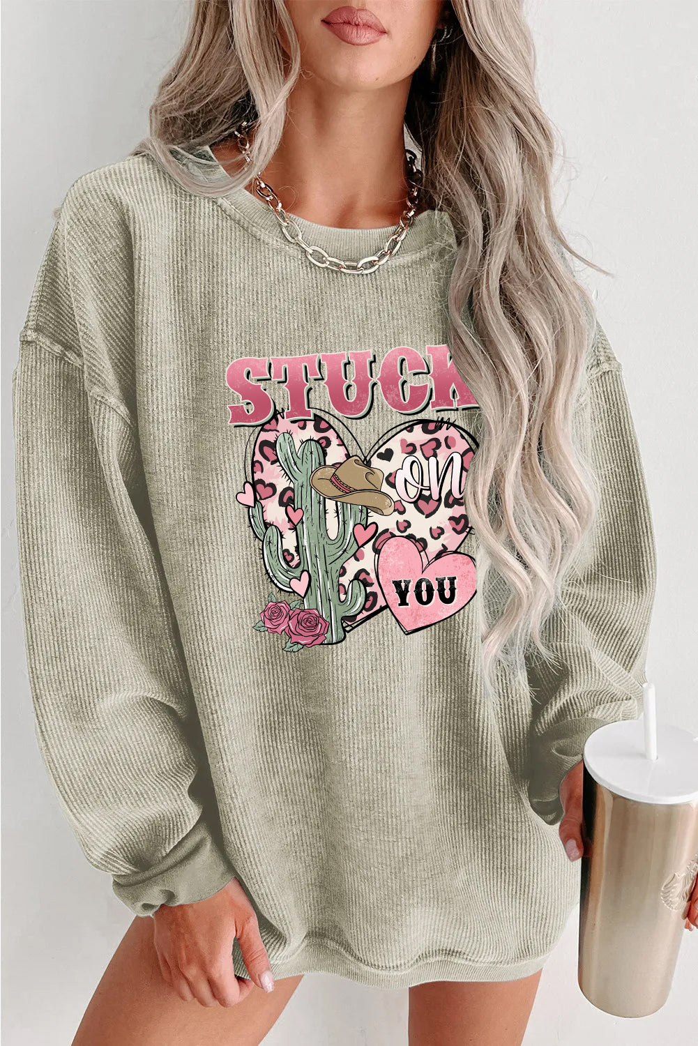 Valentine's Day Stuck On You Heart Graphic Sweatshirt
