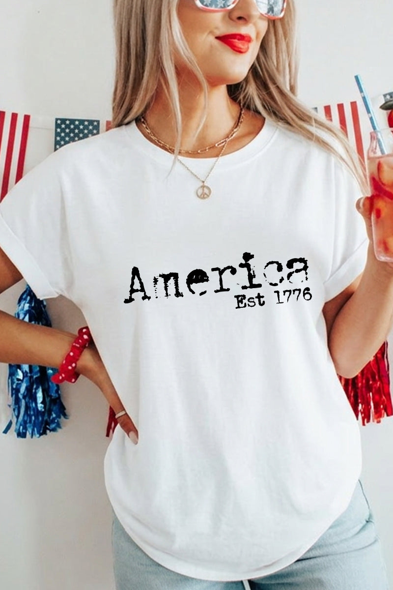 Women America Est 1776 Graphic T Shirt