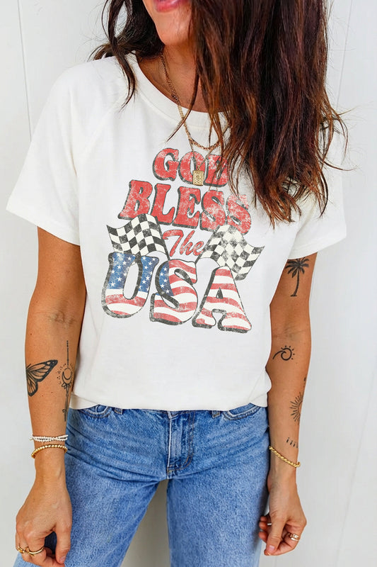 Independence Day America Graphic Tee Casual Patriotic Top