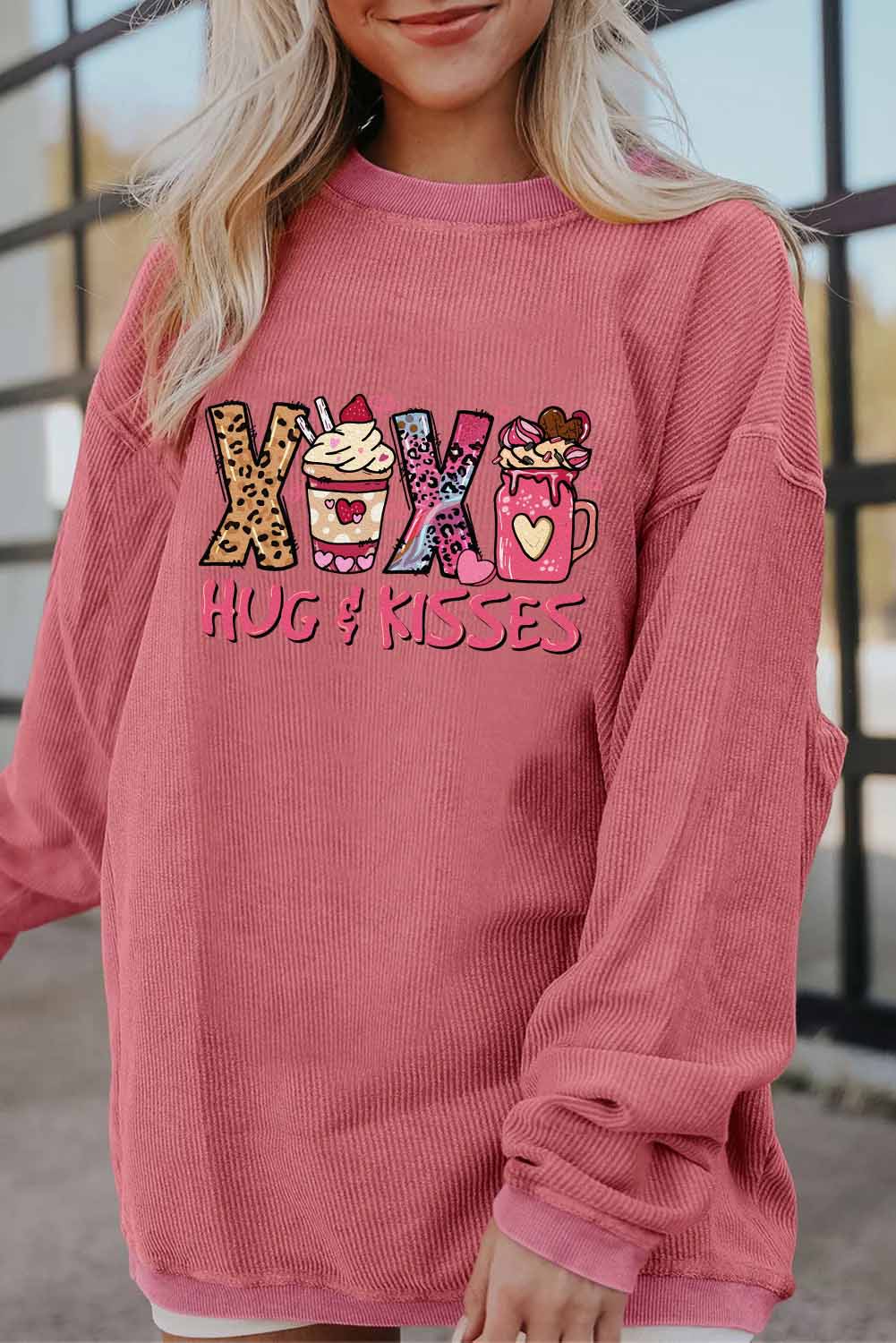 Valentine’s Day XOXO Hug Kisses Graphic Sweatshirt