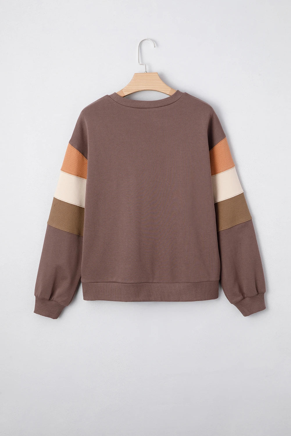 Dark Khaki Color Block Patchwork Sequin Bow Pumpkin Graphic Sweatshirt