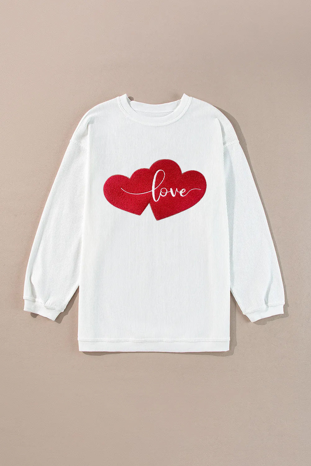 Women’s Oversized Love Heart Corduroy Sweatshirt Valentine