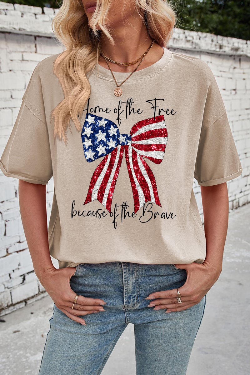Patriotic Cotton Graphic Tee Oversized Fourth of July Top