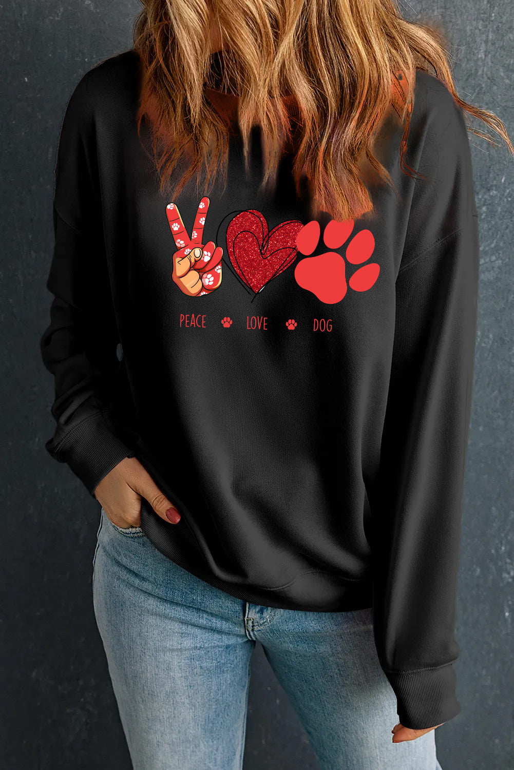 Valentine's Day Hand Drawn Heart Graphic Sweatshirt