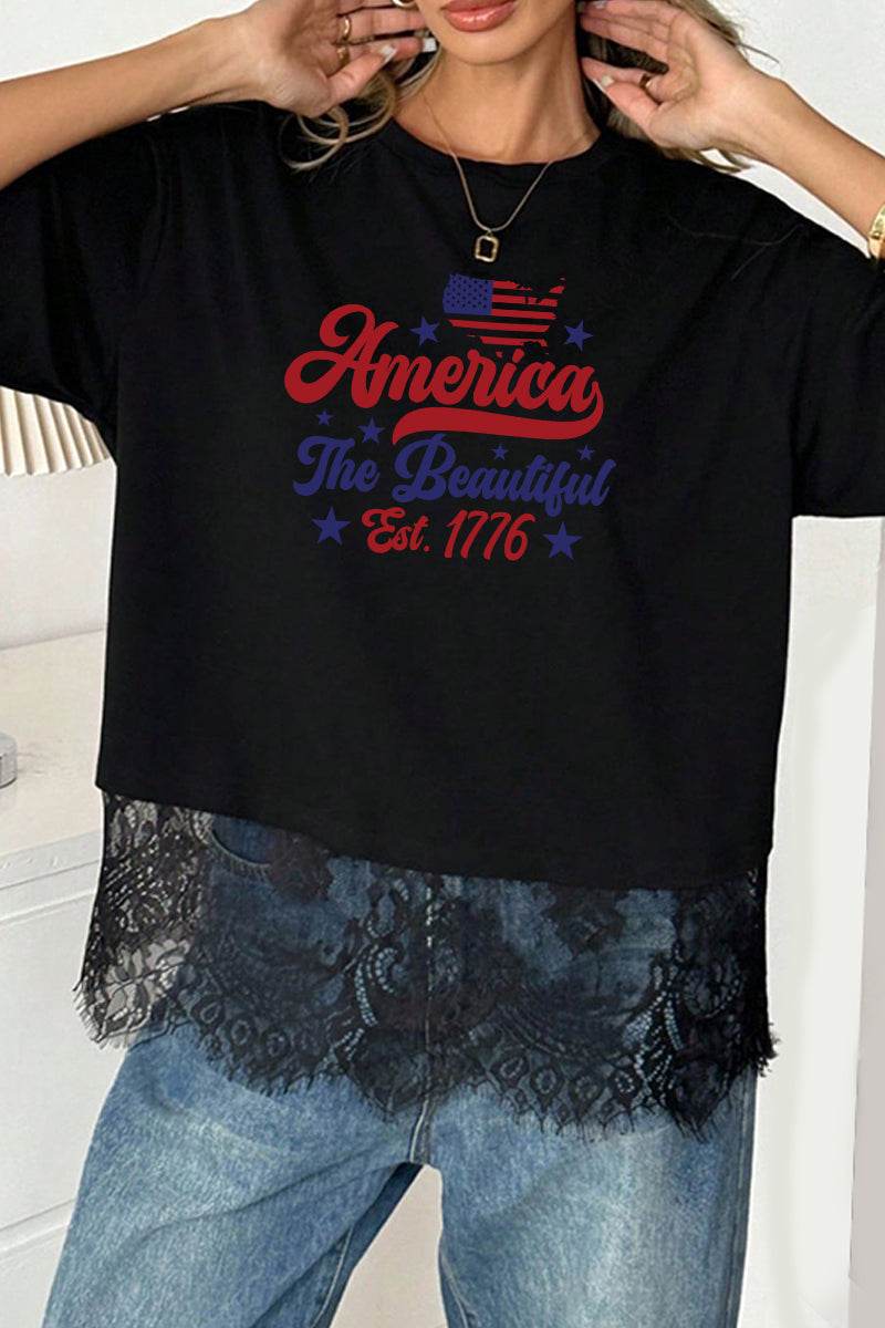 America The Beautiful Tee Patriotic 4th July Top
