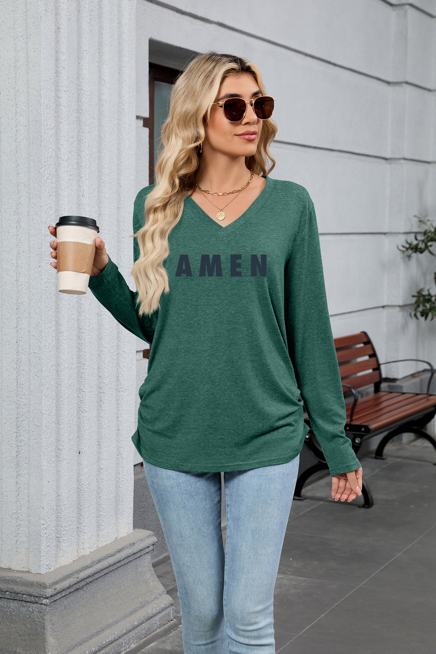 Easter Amen Faith Graphic Long Sleeve T Shirt