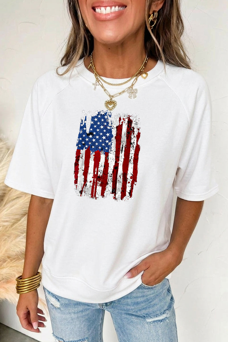 Vintage American Flag Graphic Casual Loose Tee