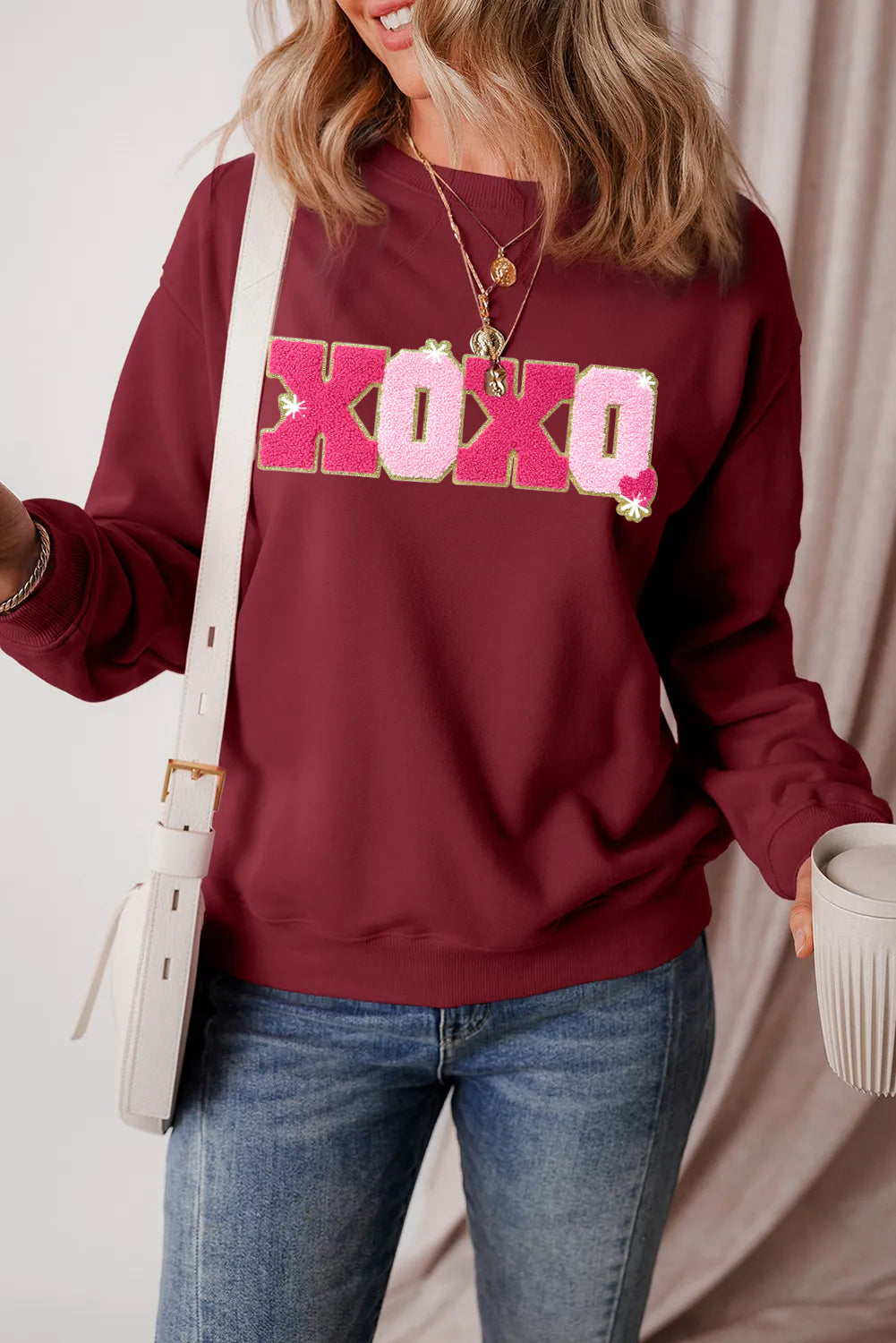 Valentine’s Day XOXO Glitter Graphic Sweatshirt