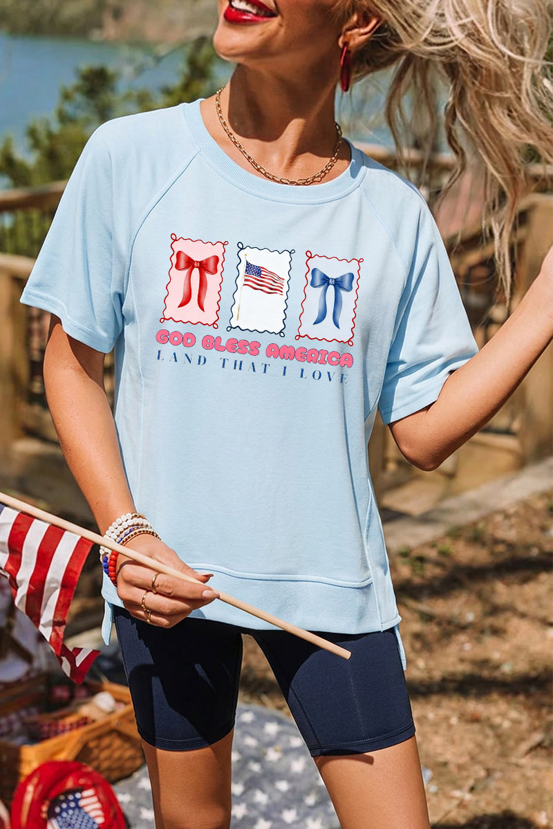 July 4th USA Flag Graphic T Shirt Women Casual