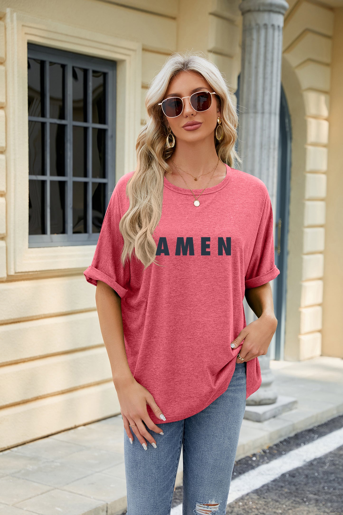 Easter Amen Graphic Oversized Casual T Shirt