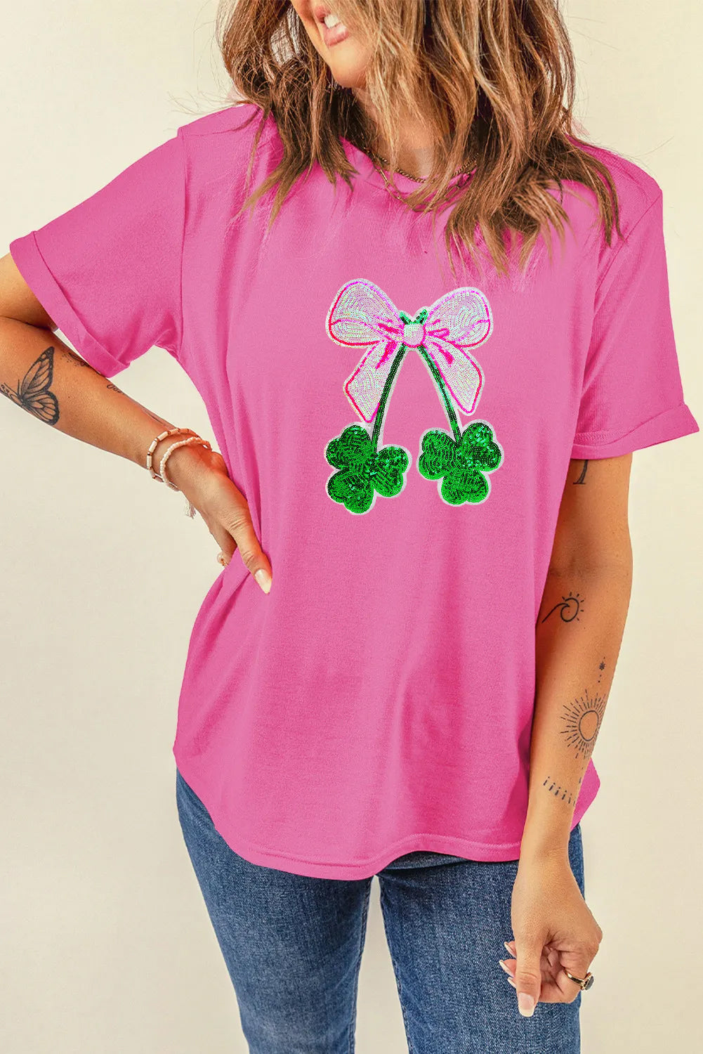 Saint Patrick’s Day Bow Clover Graphic T Shirt