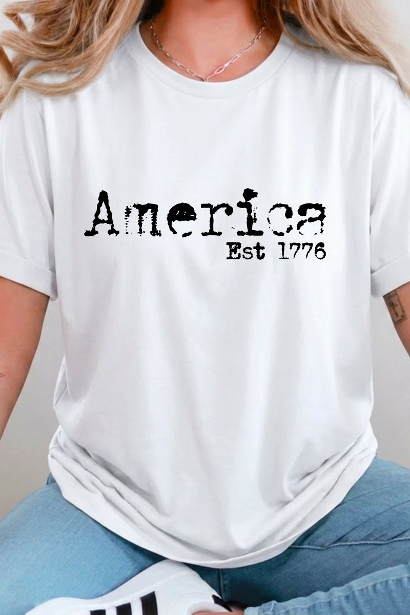 Fourth of July America Est 1776 Graphic Tee Women