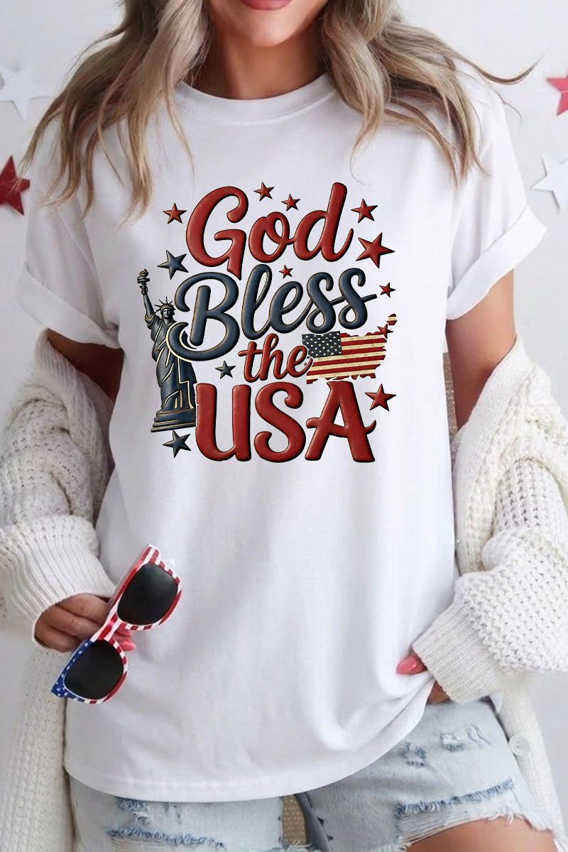 Women 4th of July God Bless the USA T Shirt
